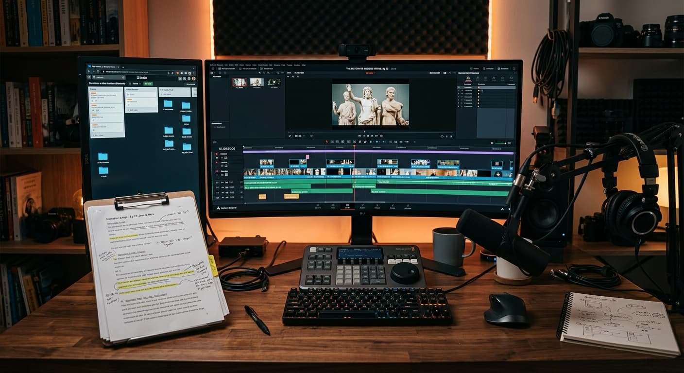 Editing workspace used as a USA fan travel first-frame planning example