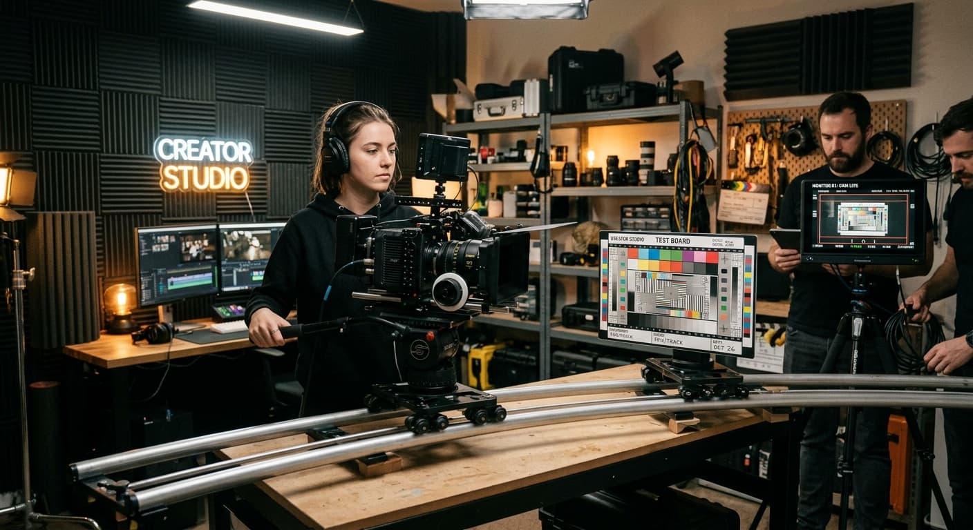 Creator studio setup used as a Netherlands-inspired fan trip frame example