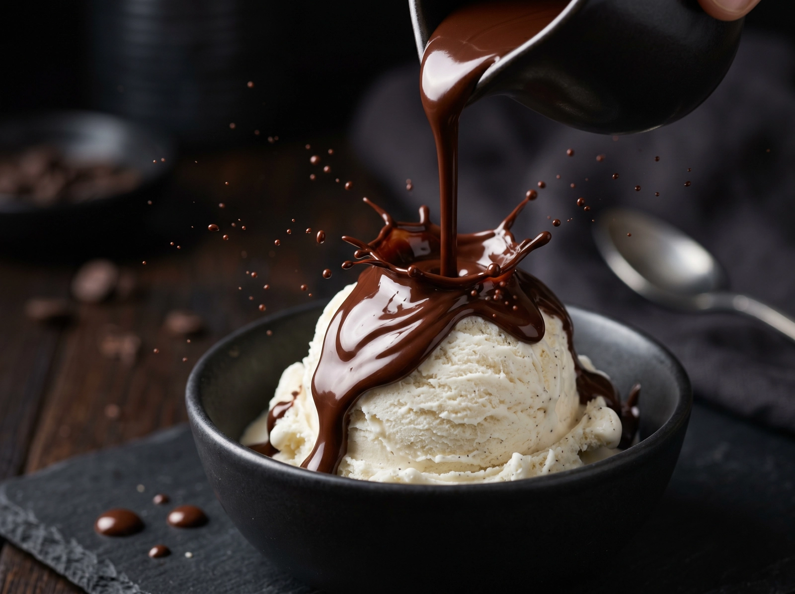 Dark chocolate vanilla ice cream